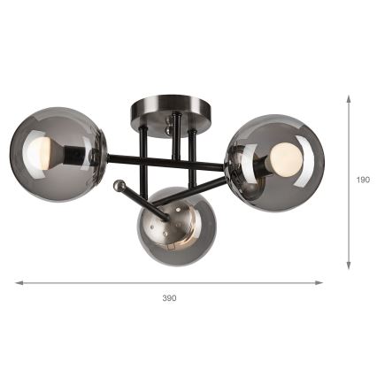 Полилей за повърхностен монтаж MALENA 3xE14/5W/230V черен/опушен