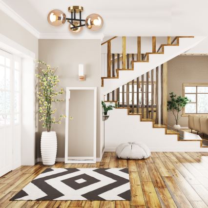 Полилей за повърхностен монтаж MALENA 3xE14/5W/230V златист/черен/опушен бежов