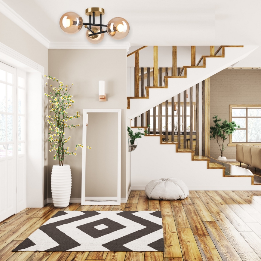 Полилей за повърхностен монтаж MALENA 3xE14/5W/230V златист/черен/опушен бежов