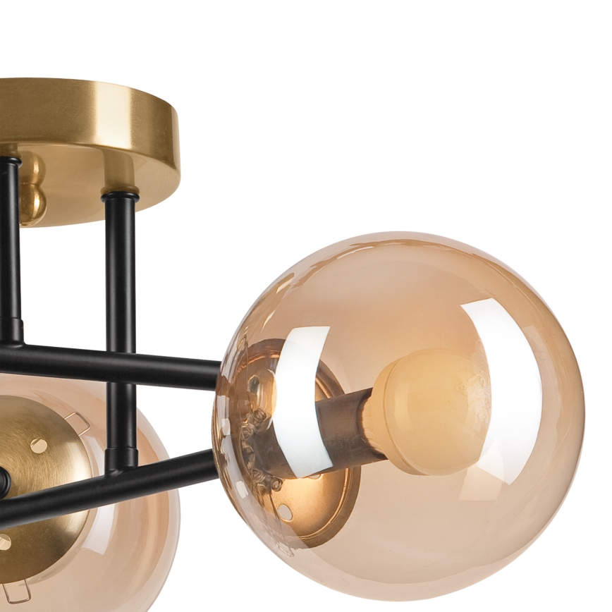 Полилей за повърхностен монтаж MALENA 3xE14/5W/230V златист/черен/опушен бежов