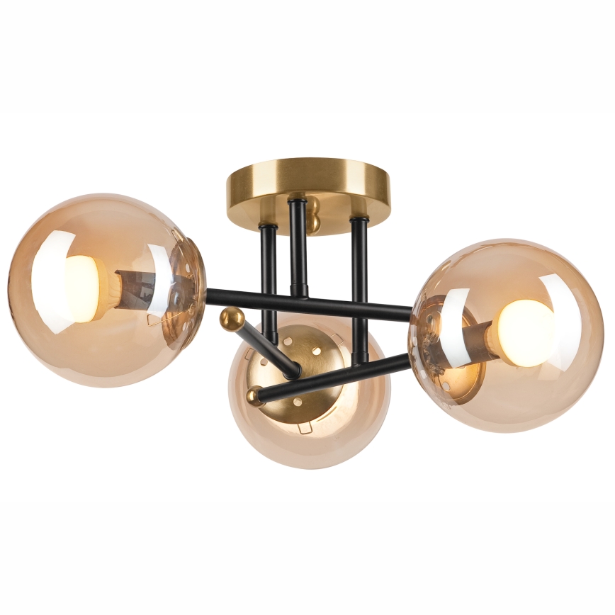 Полилей за повърхностен монтаж MALENA 3xE14/5W/230V златист/черен/опушен бежов