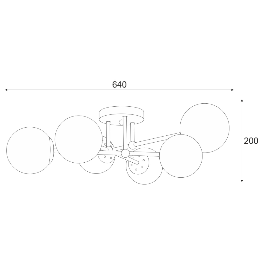 Полилей за повърхностен монтаж MALENA 6xE14/5W/230V матов хром/опушен