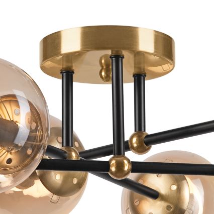 Полилей за повърхностен монтаж MALENA 6xE14/5W/230V златист/черен/опушен бежов