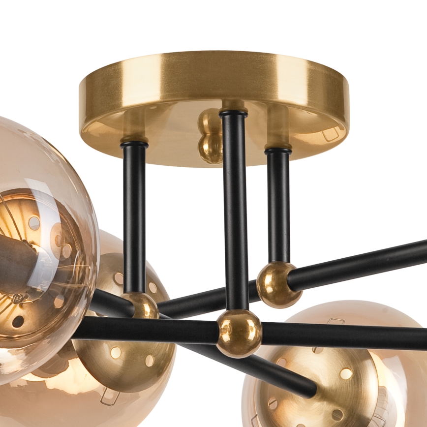 Полилей за повърхностен монтаж MALENA 6xE14/5W/230V златист/черен/опушен бежов