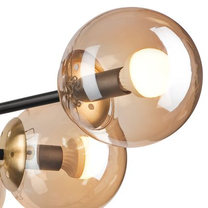 Полилей за повърхностен монтаж MALENA 6xE14/5W/230V златист/черен/опушен бежов