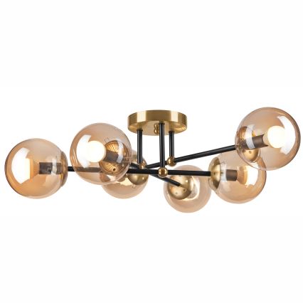 Полилей за повърхностен монтаж MALENA 6xE14/5W/230V златист/черен/опушен бежов