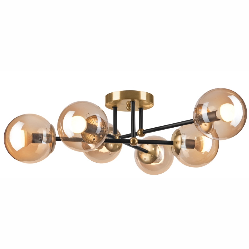 Полилей за повърхностен монтаж MALENA 6xE14/5W/230V златист/черен/опушен бежов