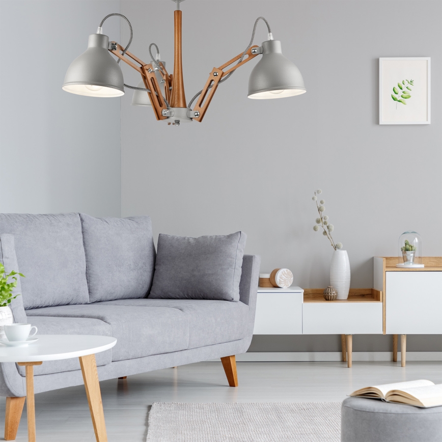 Полилей за повърхностен монтаж MARCELLO 3xE27/60W/230V бук - FSC сертифицирано