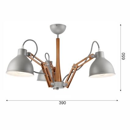 Полилей за повърхностен монтаж MARCELLO 3xE27/60W/230V бук - FSC сертифицирано