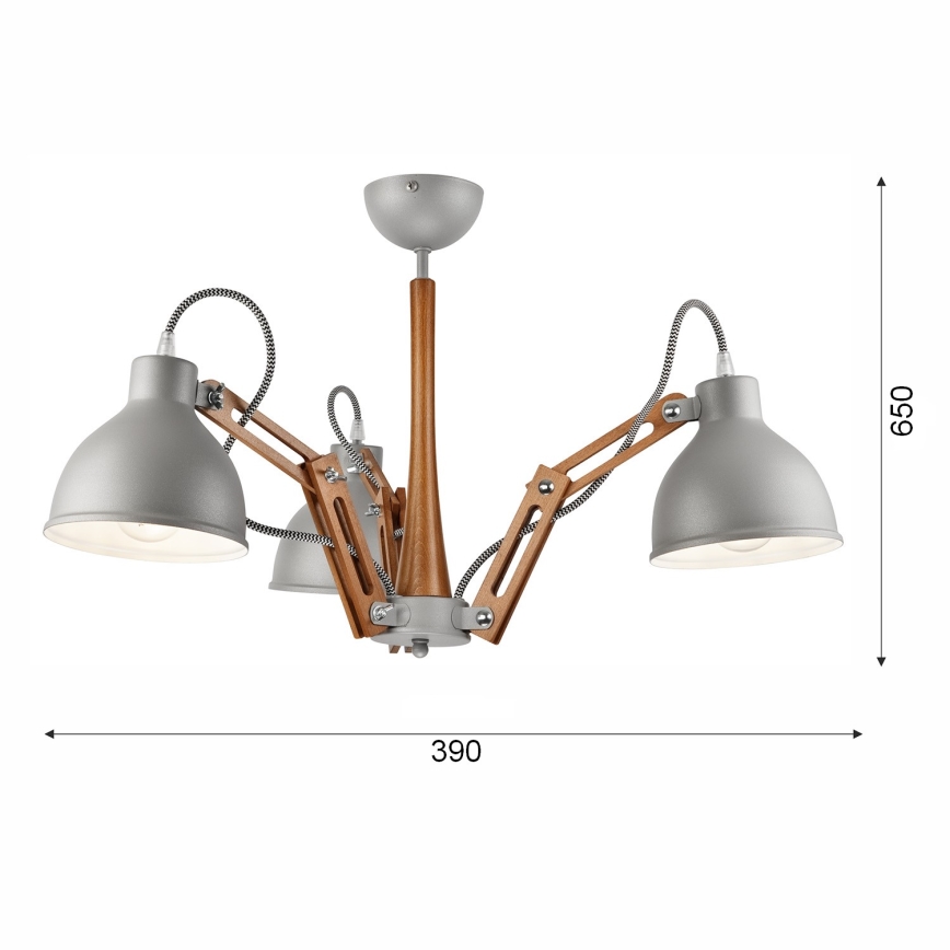Полилей за повърхностен монтаж MARCELLO 3xE27/60W/230V бук - FSC сертифицирано