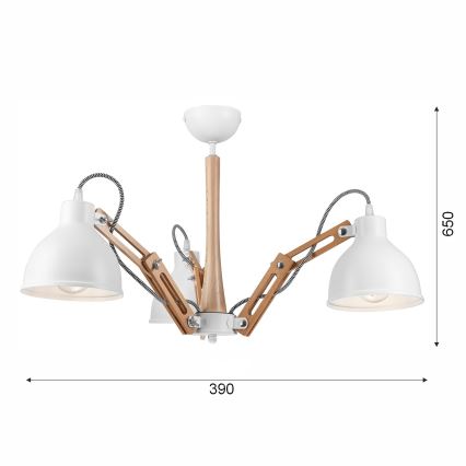 Полилей за повърхностен монтаж MARCELLO 3xE27/60W/230V бук - FSC сертифицирано