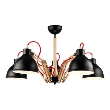 Полилей за повърхностен монтаж MARCELLO 5xE27/60W/230V бук - FSC сертифицирано