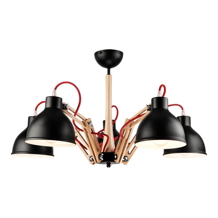 Полилей за повърхностен монтаж MARCELLO 5xE27/60W/230V бук - FSC сертифицирано