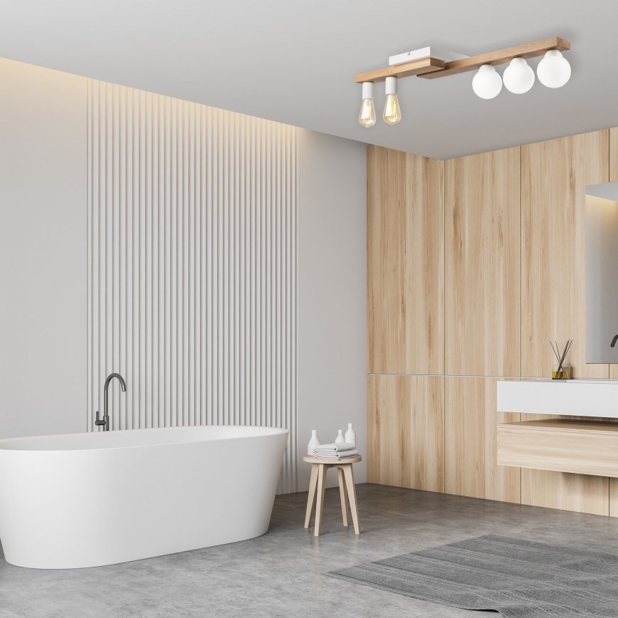 Полилей за повърхностен монтаж MATTE 2xE27/15W/230V + 3xG9/5W/230V бял/дъб