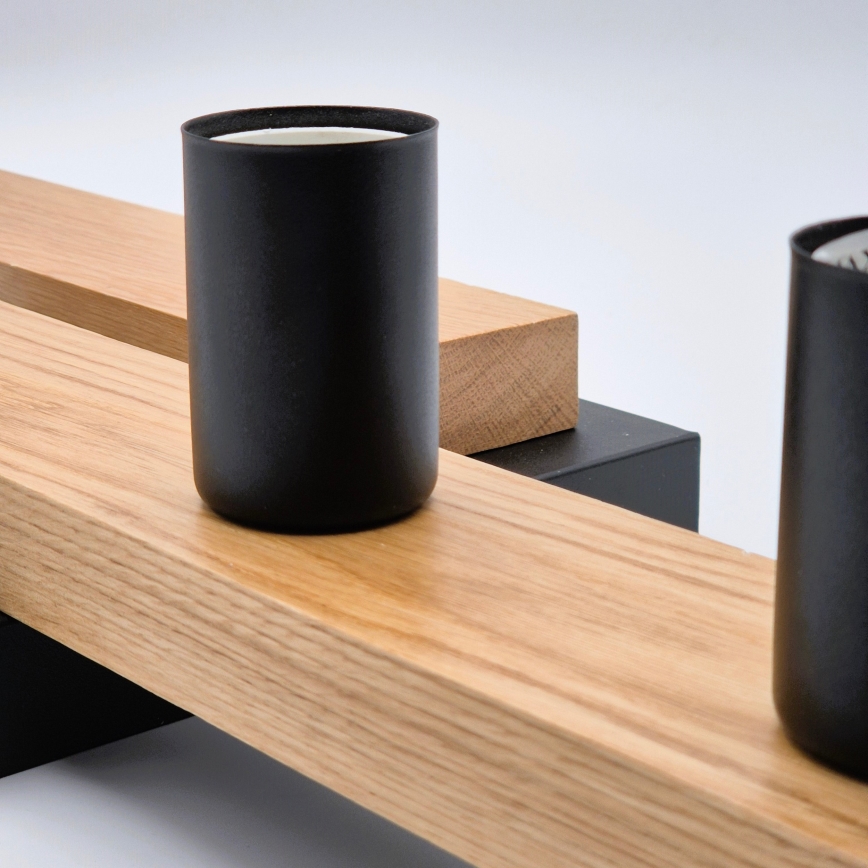 Полилей за повърхностен монтаж MATTE 4xE27/15W/230V черен/дъб