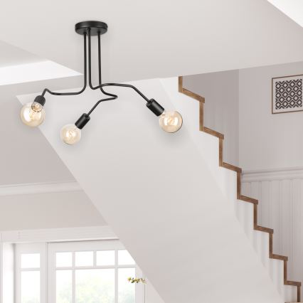Полилей за повърхностен монтаж MATYLDA 3xE27/60W/230V черен