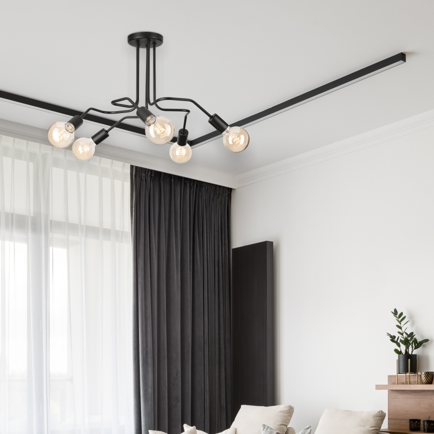 Полилей за повърхностен монтаж MATYLDA 5xE27/60W/230V черен