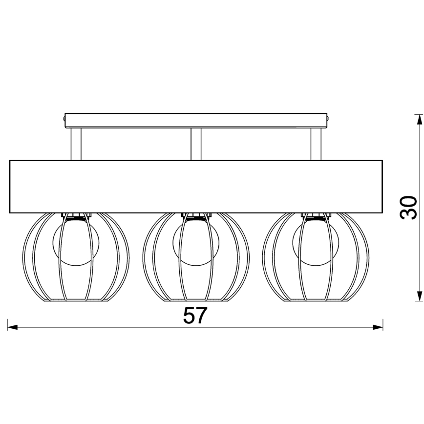 Полилей за повърхностен монтаж MENTON 3xE27/15W/230V черен/кафяв/дъб