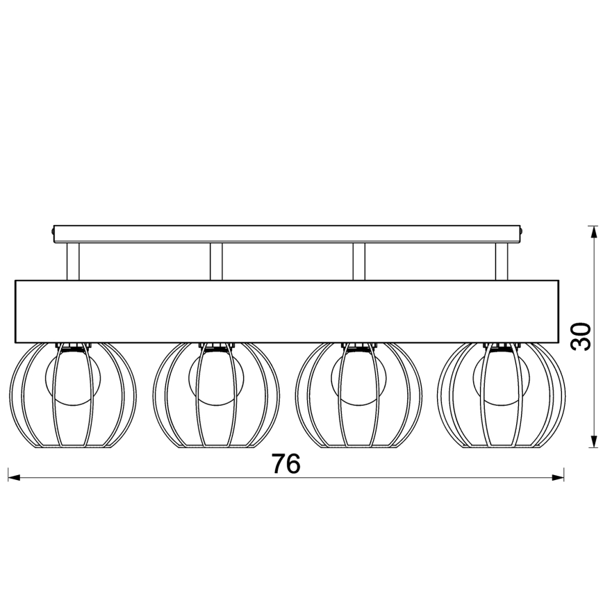 Полилей за повърхностен монтаж MENTON 4xE27/15W/230V черен/кафяв/дъб