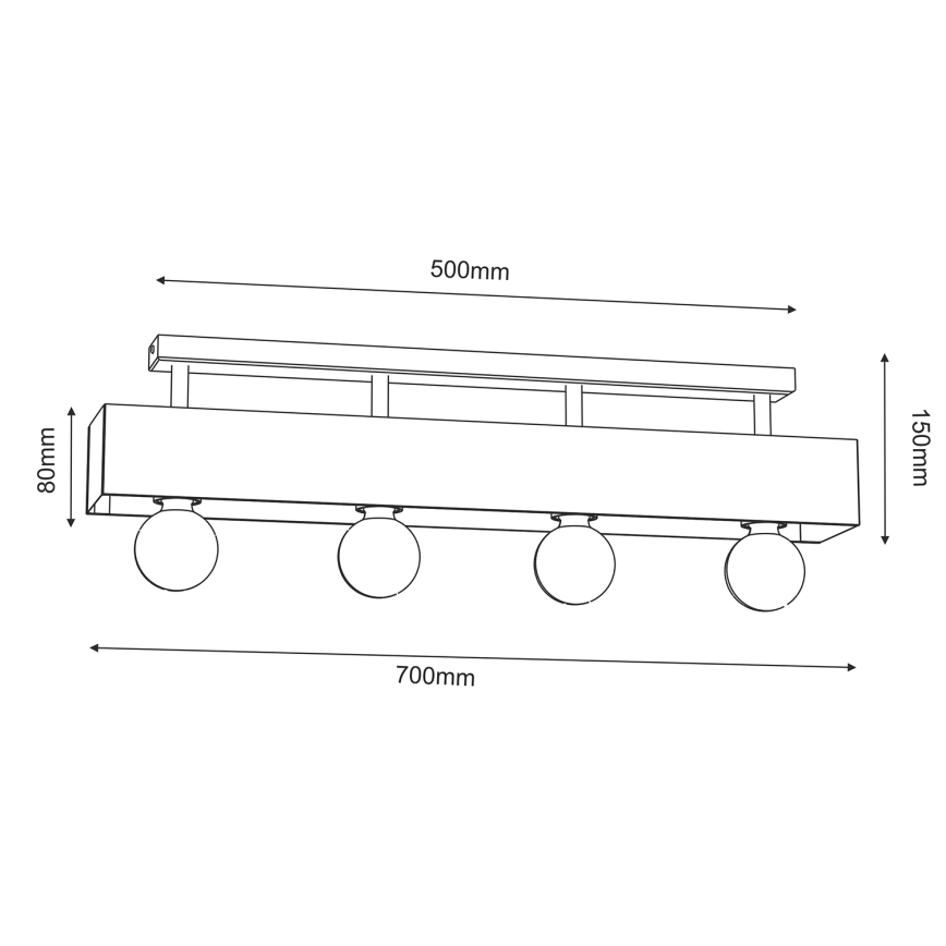 Полилей за повърхностен монтаж MILUZA 4xE27/15W/230V
