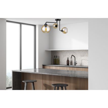 Полилей за повърхностен монтаж MONDE BLACK 3xE27/60W/230V