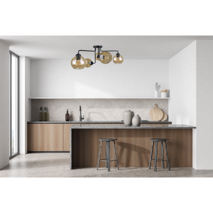 Полилей за повърхностен монтаж MONDE BLACK 5xE27/60W/230V