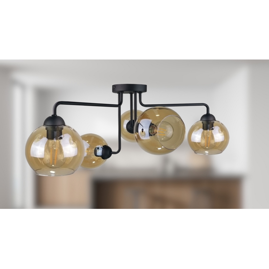 Полилей за повърхностен монтаж MONDE BLACK 5xE27/60W/230V