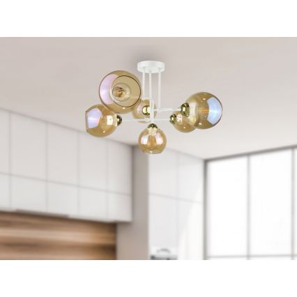 Полилей за повърхностен монтаж MONDE WHITE 6xE27/60W/230V