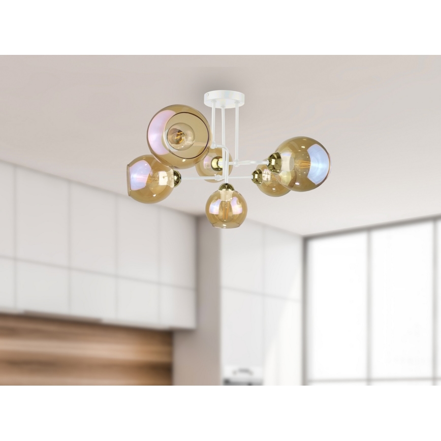Полилей за повърхностен монтаж MONDE WHITE 6xE27/60W/230V
