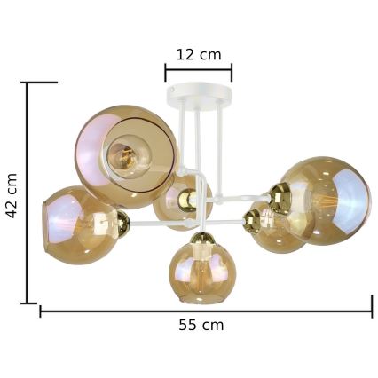 Полилей за повърхностен монтаж MONDE WHITE 6xE27/60W/230V