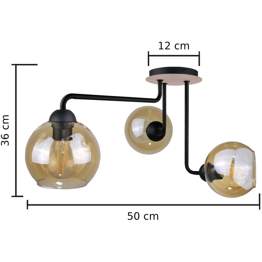 Полилей за повърхностен монтаж MONDE WOOD 3xE27/60W/230V