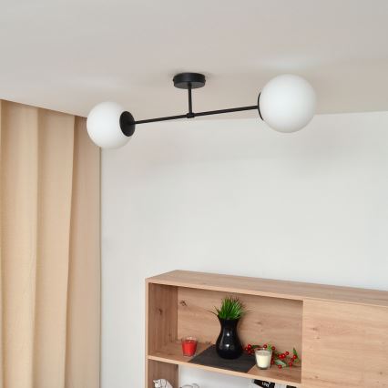 Полилей за повърхностен монтаж MOON 2xE27/15W/230V черен