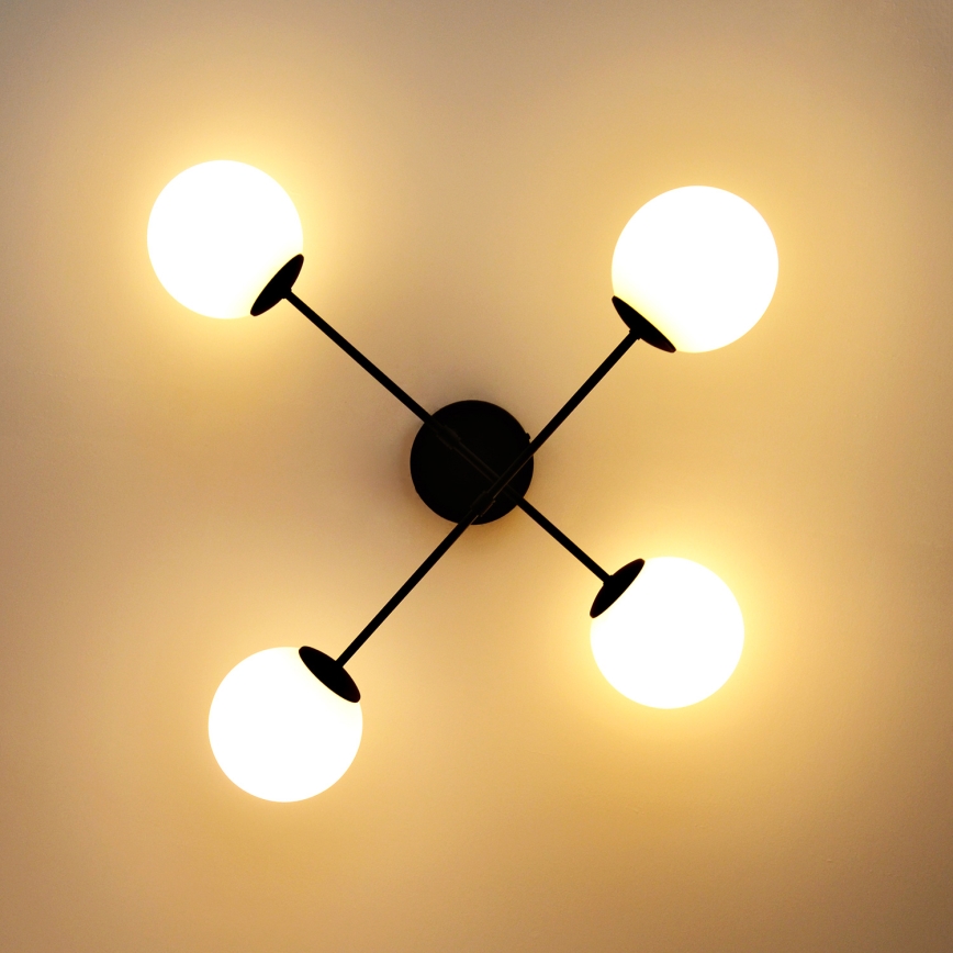 Полилей за повърхностен монтаж MOON 4xE27/15W/230V черен