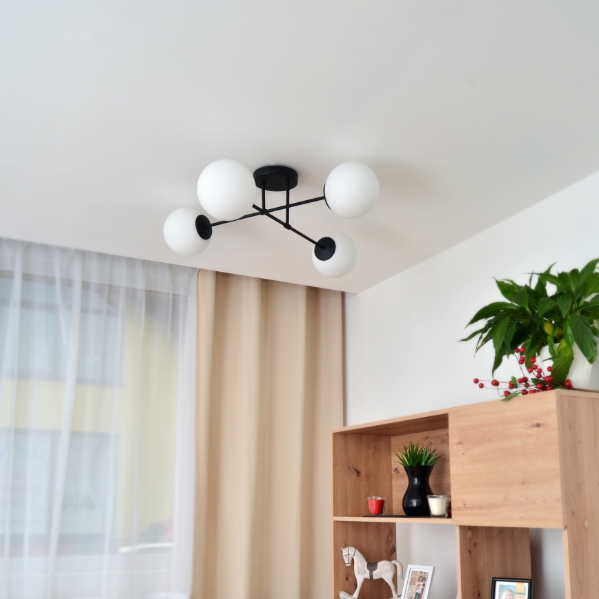 Полилей за повърхностен монтаж MOON 4xE27/15W/230V черен