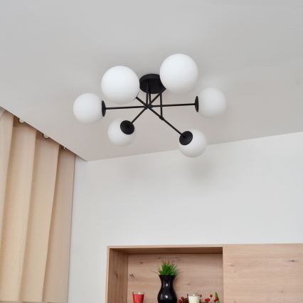 Полилей за повърхностен монтаж MOON 6xE27/15W/230V черен