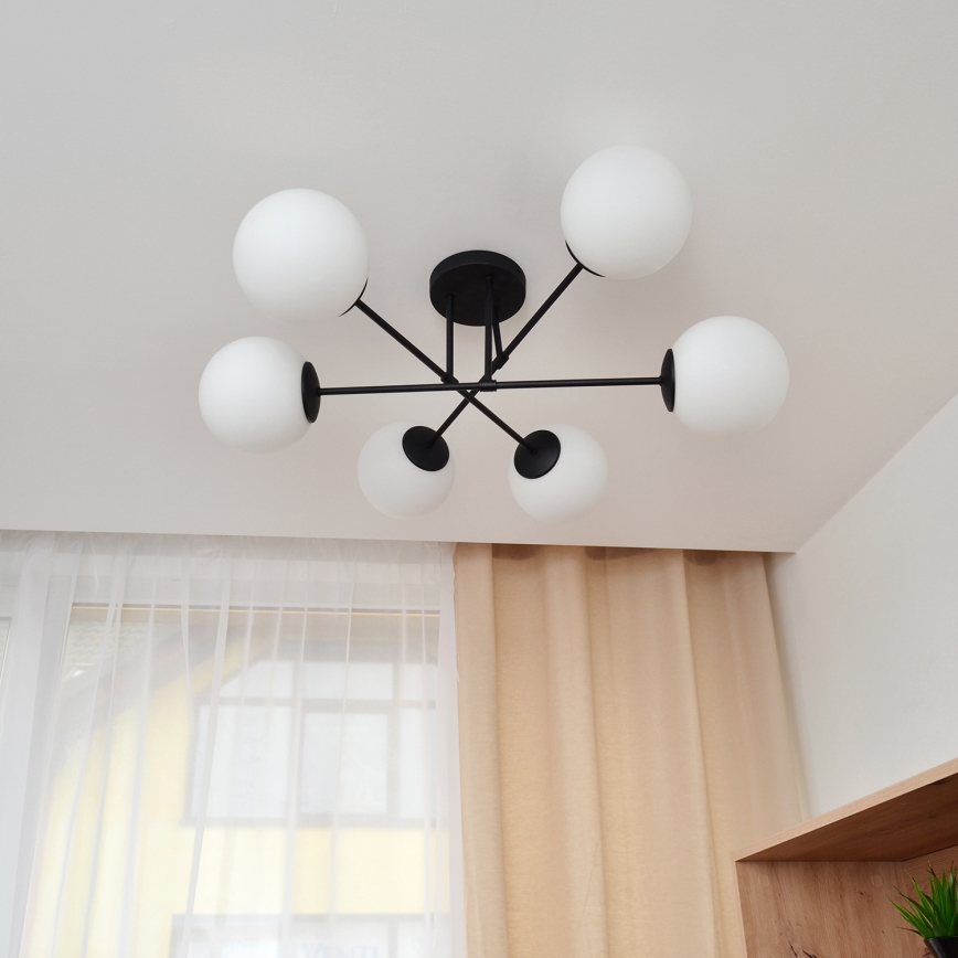 Полилей за повърхностен монтаж MOON 6xE27/15W/230V черен