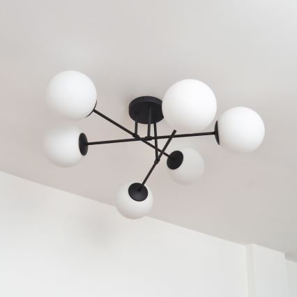 Полилей за повърхностен монтаж MOON 6xE27/15W/230V черен