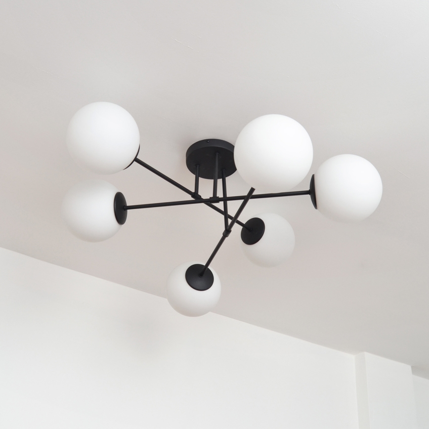 Полилей за повърхностен монтаж MOON 6xE27/15W/230V черен