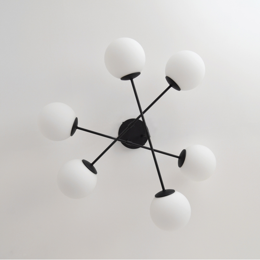 Полилей за повърхностен монтаж MOON 6xE27/15W/230V черен