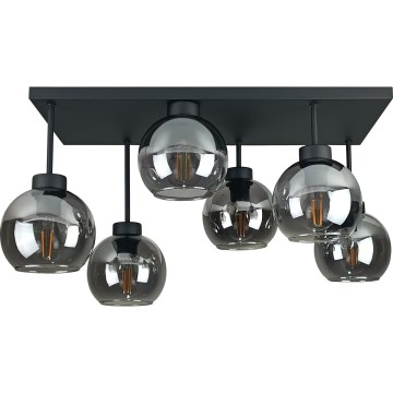 Полилей за повърхностен монтаж NESSA 6xE27/60W/230V черен/опушен черен