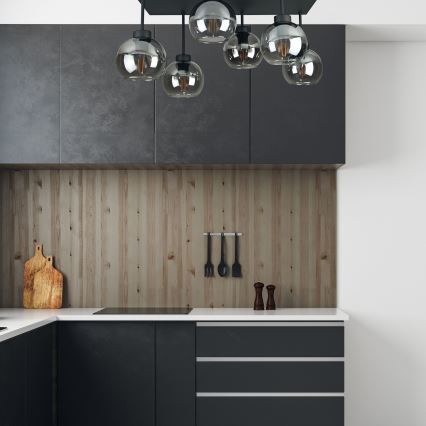 Полилей за повърхностен монтаж NESSA 6xE27/60W/230V черен/опушен черен