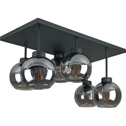 Полилей за повърхностен монтаж NESSA 6xE27/60W/230V черен/опушен черен