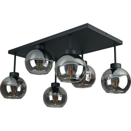 Полилей за повърхностен монтаж NESSA 6xE27/60W/230V черен/опушен черен