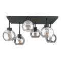 Полилей за повърхностен монтаж NESSA 6xE27/60W/230V черен/прозрачен