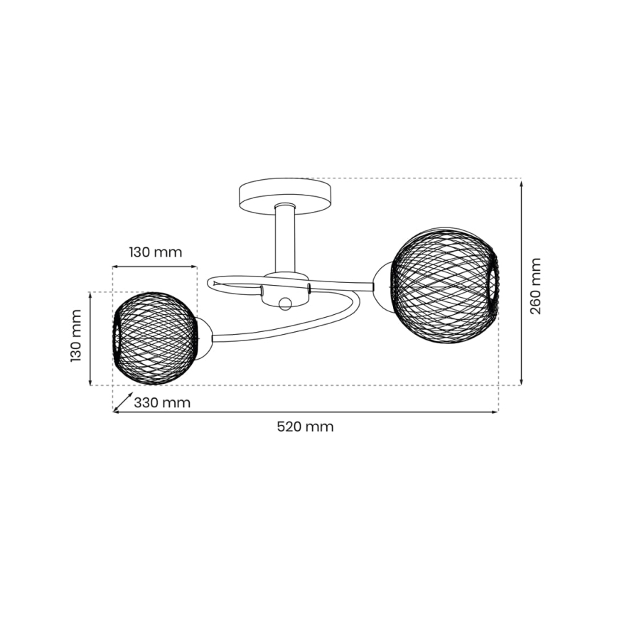Полилей за повърхностен монтаж OAKLAND 2xE27/60W/230V