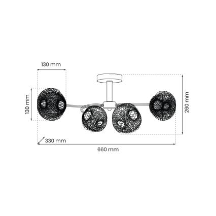 Полилей за повърхностен монтаж OAKLAND 4xE27/60W/230V