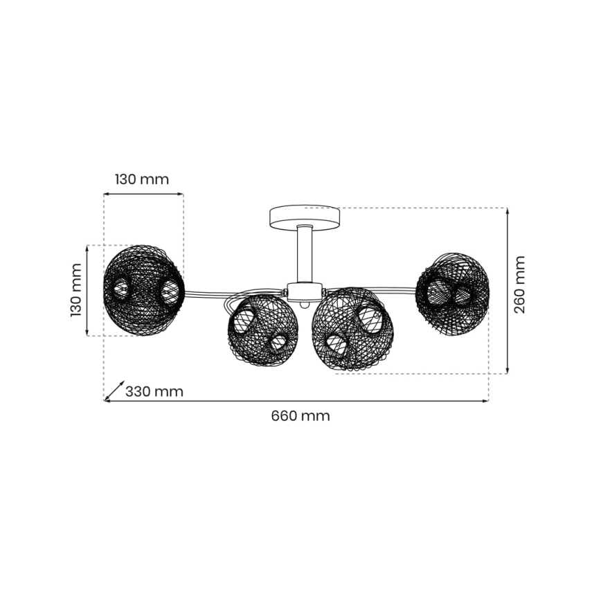 Полилей за повърхностен монтаж OAKLAND 4xE27/60W/230V