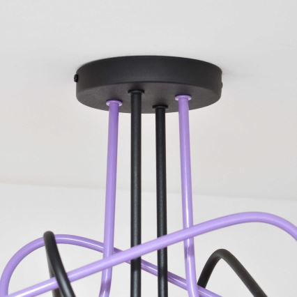 Полилей за повърхностен монтаж OXFORD 4xE27/15W/230V черен/лилава