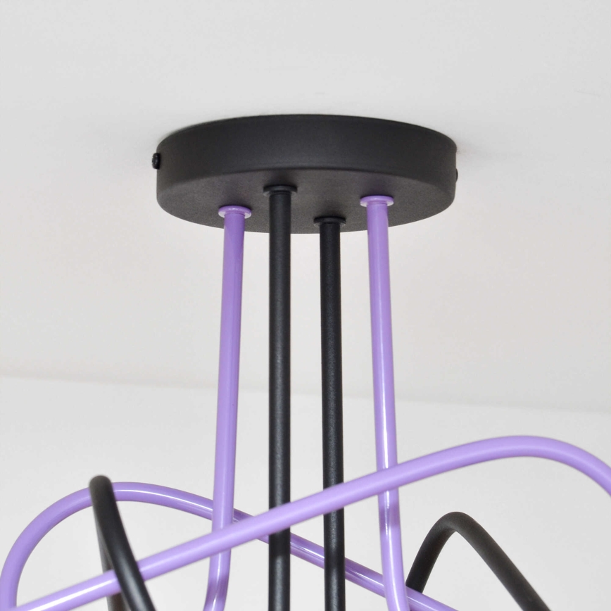 Полилей за повърхностен монтаж OXFORD 4xE27/15W/230V черен/лилава