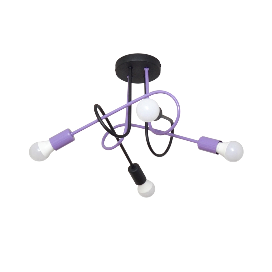 Полилей за повърхностен монтаж OXFORD 4xE27/15W/230V черен/лилава